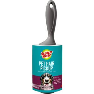 4 PACK Scotch-Brite Pet Hair Pickup Extra Sticky Lint Roller, Designed for Removing Fur + Fluff on Couches, Clothes, Dog and Cat Beds, & More, 1 Pack, 95 Easy-Tear Adhesive Sheets Total