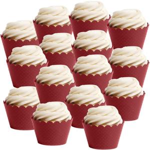 Dress My Cupcake Standard Red Cupcake Wrappers, Set of 50, Red Graduation Decorations Cupcake Wrapper, Red Cupcake Liners Scallop Birthday Red Cupcake Holders Dessert Party Supplies
