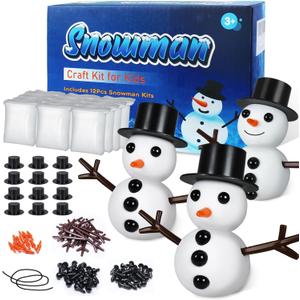 BANBBUR 12 Pack Snowman Crafts for Kids Snowman DIY Kit, Build a Snowman Kit Molding Clay Christmas Crafts,Xmas Gift Christmas Stocking Stuffers for Kids