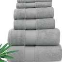 Alusa Home Ultra Soft & Plush Viscose from Bamboo Bath Towels - 700 GSM Luxury Bath Towels - 6 Piece Set - Super Absorbent & Quick Drying (Pewter Grey), 6pc Towel Set