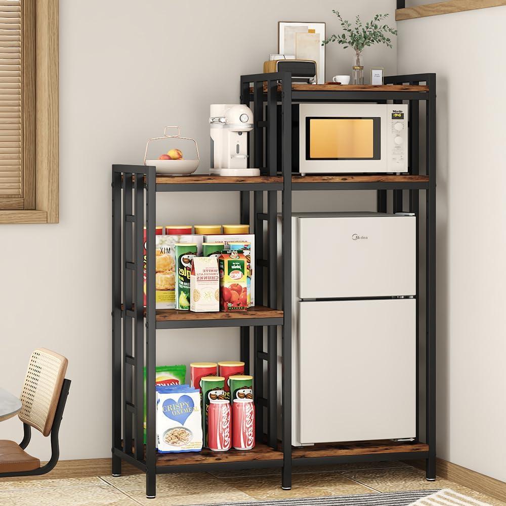 YCHF 6-Tier Kitchen Bakers Rack, Utility Storage Shelf, Mini Fridge & Microwave Oven Stand Table, Coffee Bar, Adjustable Shelves Freestadning for Kitchen Home Office, 40.55" W x 15.75" D x 53.14" H