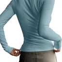 Women's Long Sleeve Tee Shirts Button Down Slim Fitted Basic Henley Tops Fall Ribbed Knit Shirts (Blue, XL)