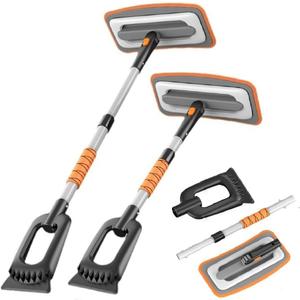 35'' to 27" Extendable Snow Removel Kits,Ice Scraper for Car Windshield, with 180 Pivoting Brush Head,Snow Shovel for Snow Removal,Truck SUV Van RV