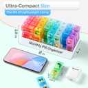 Monthly Pill Organizer 2 Times a Day, one Month Pill Box AM PM, 30 Day Pill Case Small Compartments to Hold Vitamin and Travel Medicine Organizer, 31 Day Pill Organizer, 4 Week Pill Cases