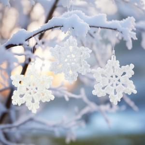 Giegxin 12 Pcs White Christmas Crochet Snowflake Ornament, Christmas Tree Ornament Decorative Boho Handmade Car Mirror Hanging Accessories