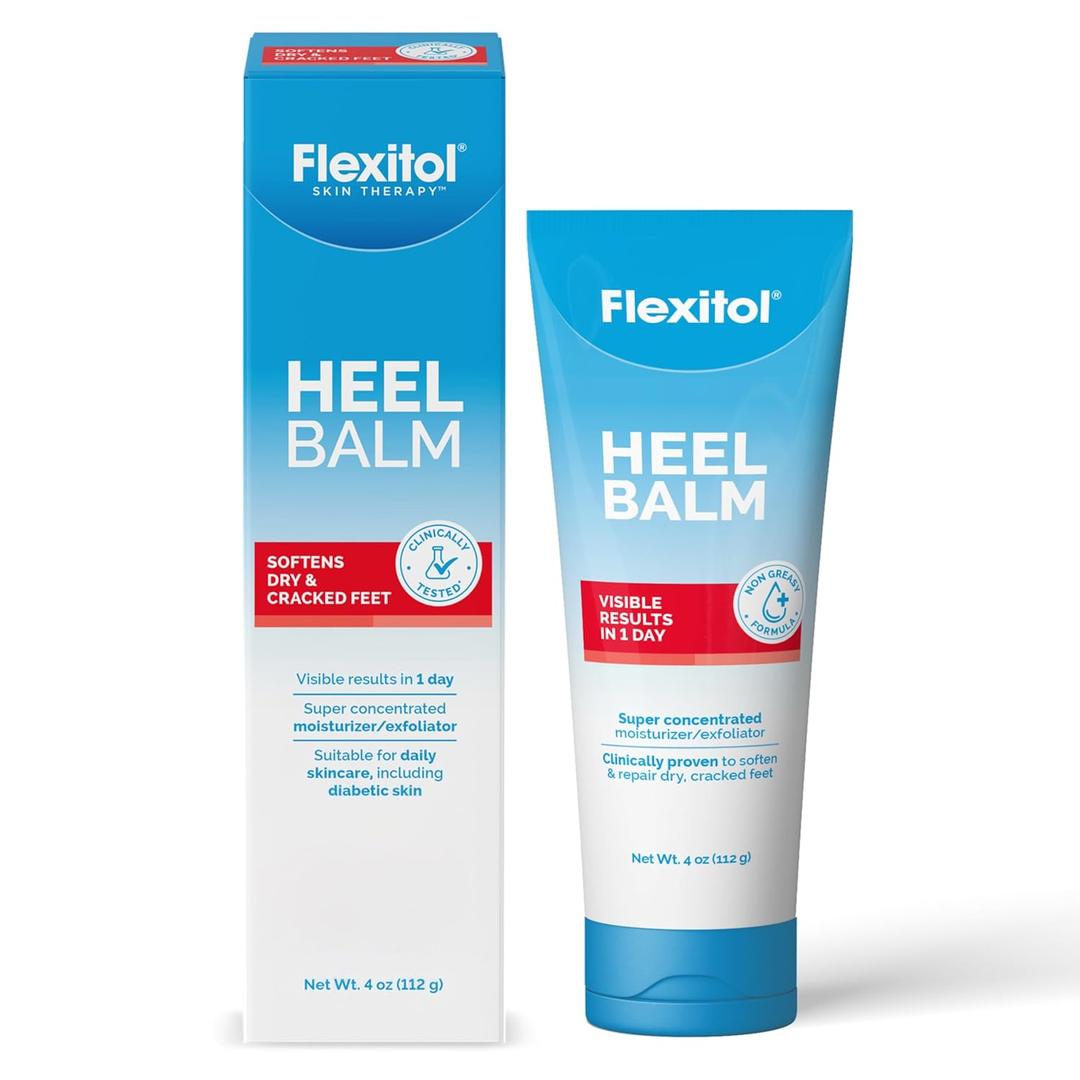 Flexitol Heel Balm, Cracked Heel Cream & Foot Balm, Intensive Hydration for Dry, Rough Feet & Heels, Urea-Based Moisturizing Cream, 4 oz Tube (4 Ounce (Pack of 1))