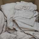 MUXHOMO 7 Pieces King Comforter Set, Seersucker Bed in a Bag King Size, All Season Luxury Bedding Set with Comforter, Flat Sheet, Fitted Sheet, Pillowcases & Shams, Beige