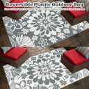 Ileading Outdoor Plastic Straw Rug 5x8ft Funny Floral Style Reversible Patio Area Rugs Waterproof Non Shedding Portable Carpets for Rv Outside Deck Pool Beach Picnic Camping (Grey)