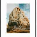 16x20 Picture Frame, Unqiue Brushed Cross-Hatch Aluminum Photo Frame with 11x14 Removable Mat, High Definition Plexiglass and Hanging Kits, Ideal for Vertical and Horizontal for Wall Mounting, Black