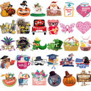 Funtery 30 Pcs Holiday Magnets Easter Nurse Day Refrigerator Magnets Set for Festival Locker Whiteboard Dishwasher Magnetic Kitchen Decorations Accessories for Home Classroom Office