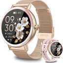 KEEPONFIT Smart Watches for Women Android/iPhone, IP68 Waterproof Fitness Tracker with Bluetooth Calls(Answer&Make), Activity Pedometer/Heart Rate/SpO2 Monitor/100+ Sports Model, Gold Pink
