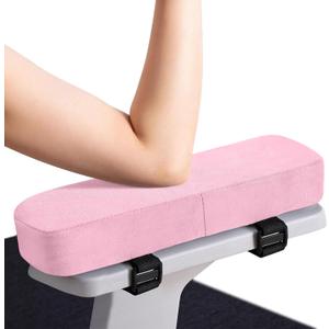 Smiry Ergonomic Office Chair Armrest Pads, Memory Foam Arm Rest Covers, Non-Slip Armrest Cushion with Adjustable Buckles and Straps, Elbow Relief for Desk, Gaming & Wheelchair (Pink, Set of 2)
