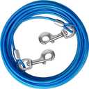 10/15/20/25/30 FT Dog Tie Out Cable - Steel Wire Dog Runner with Durable Clips for Outside Lead - Blue - Up to 165 lbs