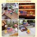 American Flag Coasters Set of 6, Modern Coaster Decor, Outdoor Patio Table Heat Insulation Resin Drink Home Cup Mat Decorations for Coffee Desk Tabletop Themed Gifts
