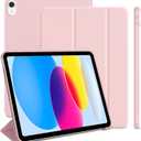 iPad Air Case, Auto Wake&Sleep Slim Trifold Stand for iPad Air 5th/4th Generation, Lightweight TPU Back Cover, Pink
