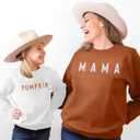Mommy and Me Matching Outfits Halloween Pumpkin Sweatshirt Thanksgiving Baby Girl Outfit Fall Shirts (White)