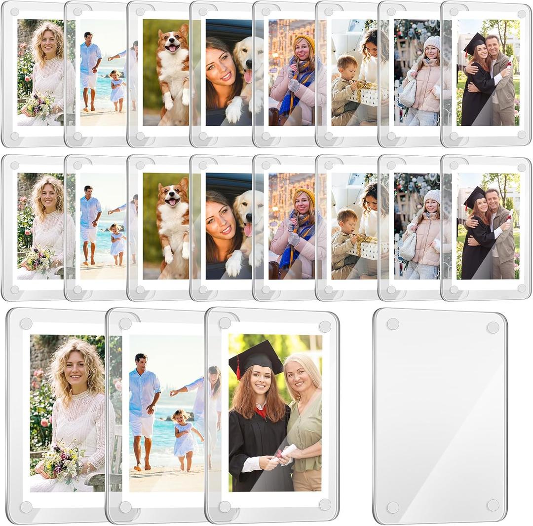 Remerry 24 Pcs Acrylic Fridge Magnetic Frames for Photos Compatible with Polaroid Instax Mini Pictures Double Sided Clear Fridge Magnetic Frame for Family Friend Class of 2026, 2.36 x 3.54 Inch
