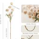 Beige Faux Silk Mums Artificial Flowers, 8Pcs Fall Fake Kiku Small Mini Chrysanthemum Pom Pom Stems for DIY Bouquets Centerpieces Vase Autumn Home Decorations Floral Arrangement