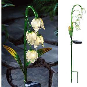 VCUTEKA Solar Garden Decor Stake Outdoor Light Glass Flower Stake for Yard Lawn Decor Backyard Decorations