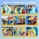 ELEMARA 10 in 1 Inflatable Water Slide Bounce House, Inflatable Bounce House with Blower, Dual Slides & Climbing Walls & Ring-toss Game & 2 Water Guns, Splash Pool, Blow up Water Slide with Blower, Blue