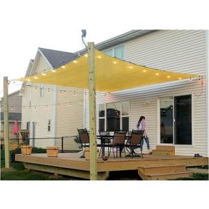 Patio Sun Shade Sail Canopy, 6' x 8' Rectangle Shade Cloth UV Block Sunshade Fabric - Outdoor Cover Awning Shelter for Pergola Backyard Garden Yard (Sand Color)