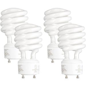 KOR (Pack of 4) 23 Watt Mini Spiral - GU24 Base - (100W Equivalent) - T2 Mini-Twist - CFL Light Bulb (Neutral White (3500K))