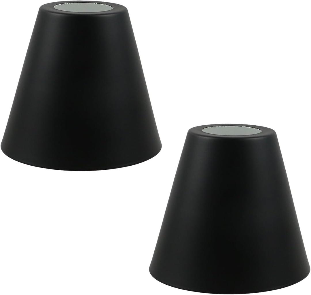 MY MIRONEY 2PCS Black Barrel Metal Lampshade Hardware E27 Industrial Pendant Light Shade Vintage Chandelier Lamp Shades Cone Bulb Guard Table Desk Lamp Cover, 4.13" Height
