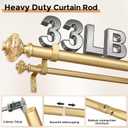 Gold Double Curtain Rods for Windows 120 to 170 Inch, 1 Inch Adjustable Decorative Crystal Extra Long Dual Curtain Rod, Heavy Duty Vintage Double Drapery Pole with Gold Foil Finials