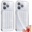 2 Pack Silicone Suction Cup Phone Case Mount Double Sided, Sticky Phone Grip with Higher Suction Power for Cell Phone, Hands-Free Phone Accessories for Selfies and Videos, Black & White