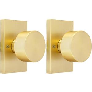 Dummy Door Knobs Gold, Heavy Duty Zinc Alloy Closet Door Knobs Interior, No-Turning Single Side (2 Pieces/1 Pack)