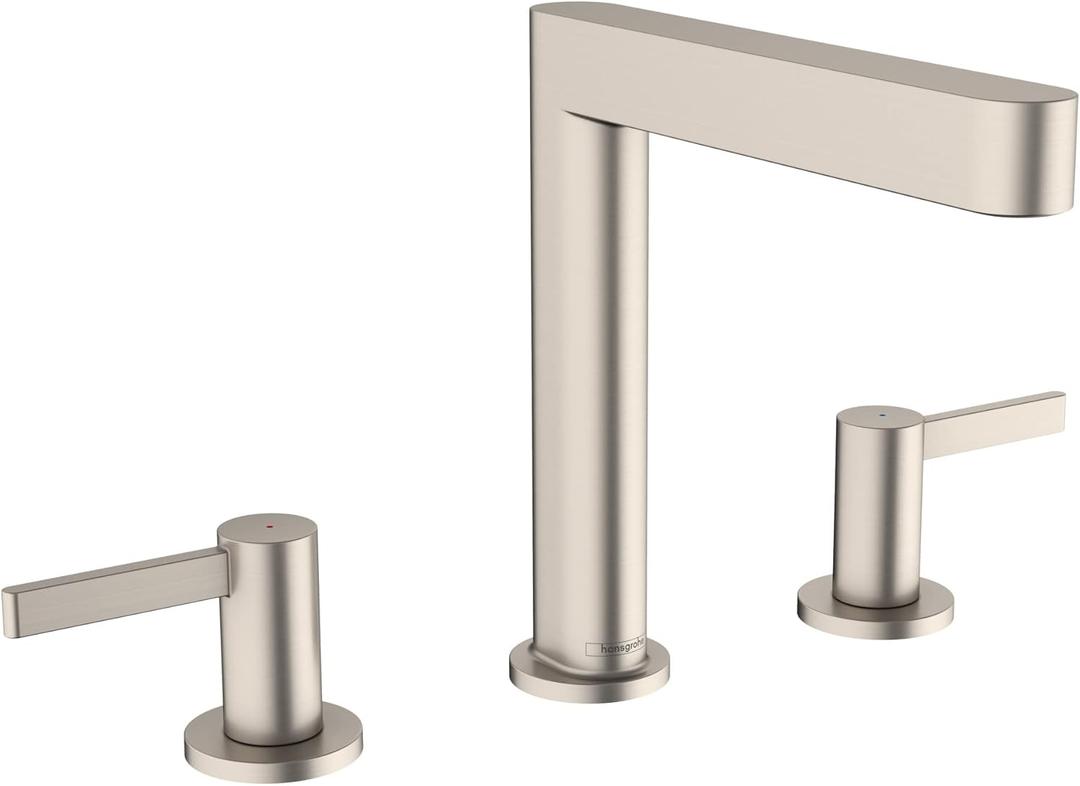 hansgrohe Finoris Modern 2-Handle 3-Hole 0-inch Tall Bathroom Sink Faucet in Brushed Nickel, 76034821