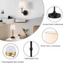 Battery Operated Table Lamp Wall Sconce Set of 2, Black 2-in-1 Rechargeable Desk Lamp Wall Lights with Magnetic Dimmable LED Bulbs and Remote, Small Wireless Night Lamps for Bedroom Living Room