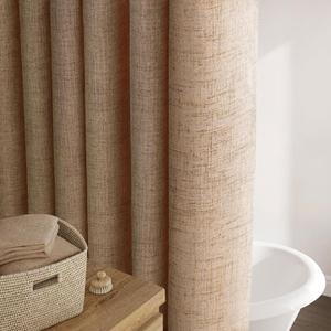 Awellife Brown Linen Style Shower Curtain Set with 12 Durable Hooks - Tan Textured Fabric Heavy Cloth Shower Curtains for Bathroom 72 x 78 Inch