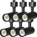 EAGLOD 12W LED Track Light Heads,Dimmable Single Circuit H Type Track Lighting Head for Accent Task,Retail,Art Exhibition Spot Lighting,120V CRI90+ 3000K Warm White 36Angle Halo Type 6 Pack (Black)
