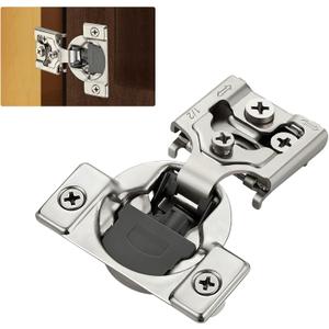 Home Expert 10 Pack (5 Pairs) 1/2" Overlay Soft Close Cabinet Hinges, Satin Nickel Stainless Steel Concealed Hinges with 3D Self-Closing for Face Frame Doors & Kitchens