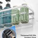 Cobbe Adhesive Shower Caddy 5-Pack, Large Wall Mounted Shower Shelves Rack, Organizer Storage Accessories with Soap Dish & Toothbrush Holder, Shelves for Bathroom Storage & Home Kitchen Decor, White