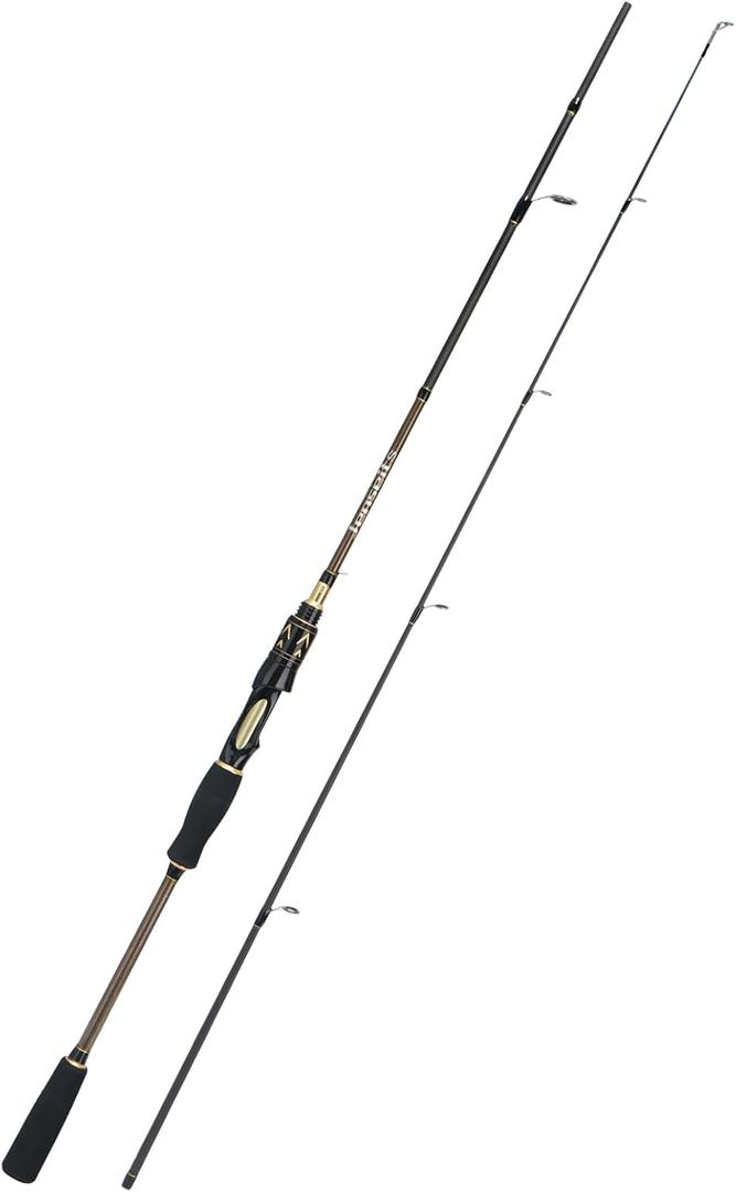 6’0” Spinning Fishing Rod, Medium Power Fast Action, 2-Piece Carbon Fiber Spinning Rod, 8-16LB Line Weight, 0.28-1.3oz Lure Weight, 5+1 Stainless Steel Ceramic Guides