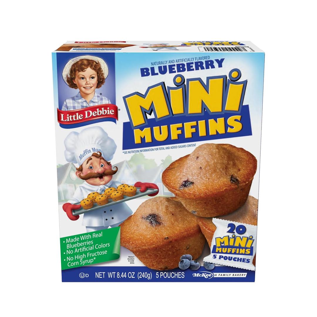 4 x Little Debbie Blueberry Mini Muffins, 5 Pouches, 8.44 OZ Box (EXP 08/03/26)
