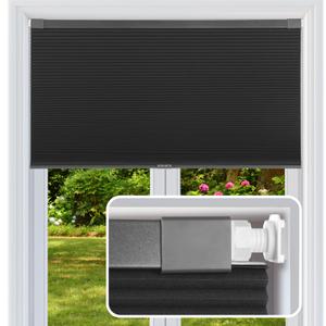 No Drill Cellular Shades Cordless Blackout Honeycomb Blinds 30"Wx48"H Black