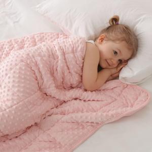 Huloo Sleep Kids Weighted Blanket Twin 7lbs (41"×60", Pink) Breathable Soft Minky Weighted Throw Blanket for All Season, Heavy Blanket with Premium Glass Beads
