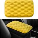 Car Center Console Pad, Waterproof Leather Armrest Seat Box Cover Protector, Non-Slip Middle Console Cushion Pad Interior Decor Fits Most Vehicles, Car Accessories (Yellow)