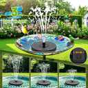 Solar Fountain with 3 Spray Height, Colorful Led Lights, 3.5W Glass Solar Bird Bath Water Fountain with 2000mAh Battery, 4 Rotating Rods and 7 Nozzles for Hummingbird Bathing, Outdoor Decor