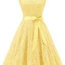 Dressystar Women Floral Lace Bridesmaid Party Dress Short Prom Dress V Neck (Yellow, Medium)