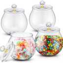 Nuogo 4 Pcs Plastic Candy and Cookie Jars with Lids Clear Cookie Container Candy Jars Large Airtight Apothecary Storage Organization for Wedding Home Kitchen Bar(30 oz)