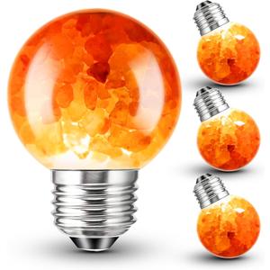 E26 Himalayan Salt Lamp Light Bulbs 3W, 2200K Warm Amber Night Light Bulbs 100lm, E26 G45 Pink Salt Rock Lamp Bulb for Bedroom Sleep, Stress Relief, Ambient Mood Lighting, Decor, Non-Dimmable, 4 Pack
