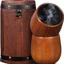 Wooden Bourbon Glasses Set of 2 - Charred Interior Whiskey Cups with Exquisite Barrel Gift Box, Handcrafted Wooden Whiskey Gift for Men Dad Husband - Birthday Anniversary Retirement