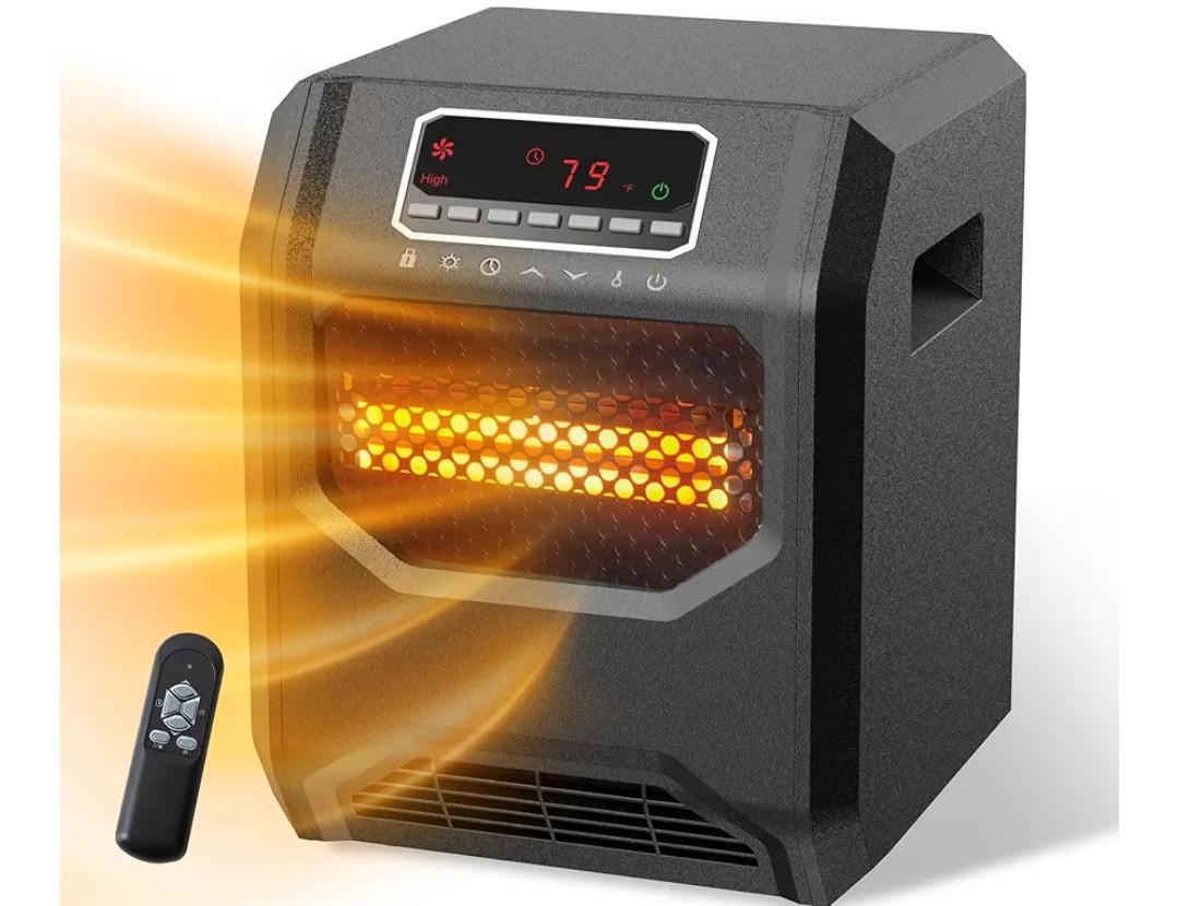 Infrared Space Heater 3 Mode 1500W Electric heater with 6 Quartz Infrared Element Child Lock Timer Remote for Indoor Use WEWARM