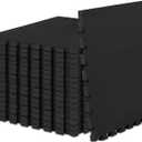 ProsourceFit Extra Thick Puzzle Exercise Mat , EVA Foam Interlocking Tiles for Protective, Cushioned Workout Flooring for Home and Gym Equipment, Black - 1 inch - 72 Sq Ft - 18 Tiles