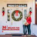 VINGLI Pre-lit Artificial Christmas Wreath for Front Door, Windows, Green Christmas Wreath Decorations with Forested Branches, Xmas Wreath w/Bow, Pine Cones, Ornaments, Remote Control, Timer, 36 Inch