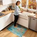 RELEANY Washable Area Rugs 2'x3' Non-Slip Modern Abstract Soft for Living Room Entryway Bedroom Nursery, Print Pattern, Teal Blue Green Orange Rust Red Colorful